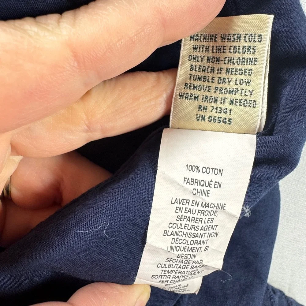 LL Bean Favorite Fit Navy Blue Eyelet Cotton‎ A-Line Mini Skirt Womens 12 Reg